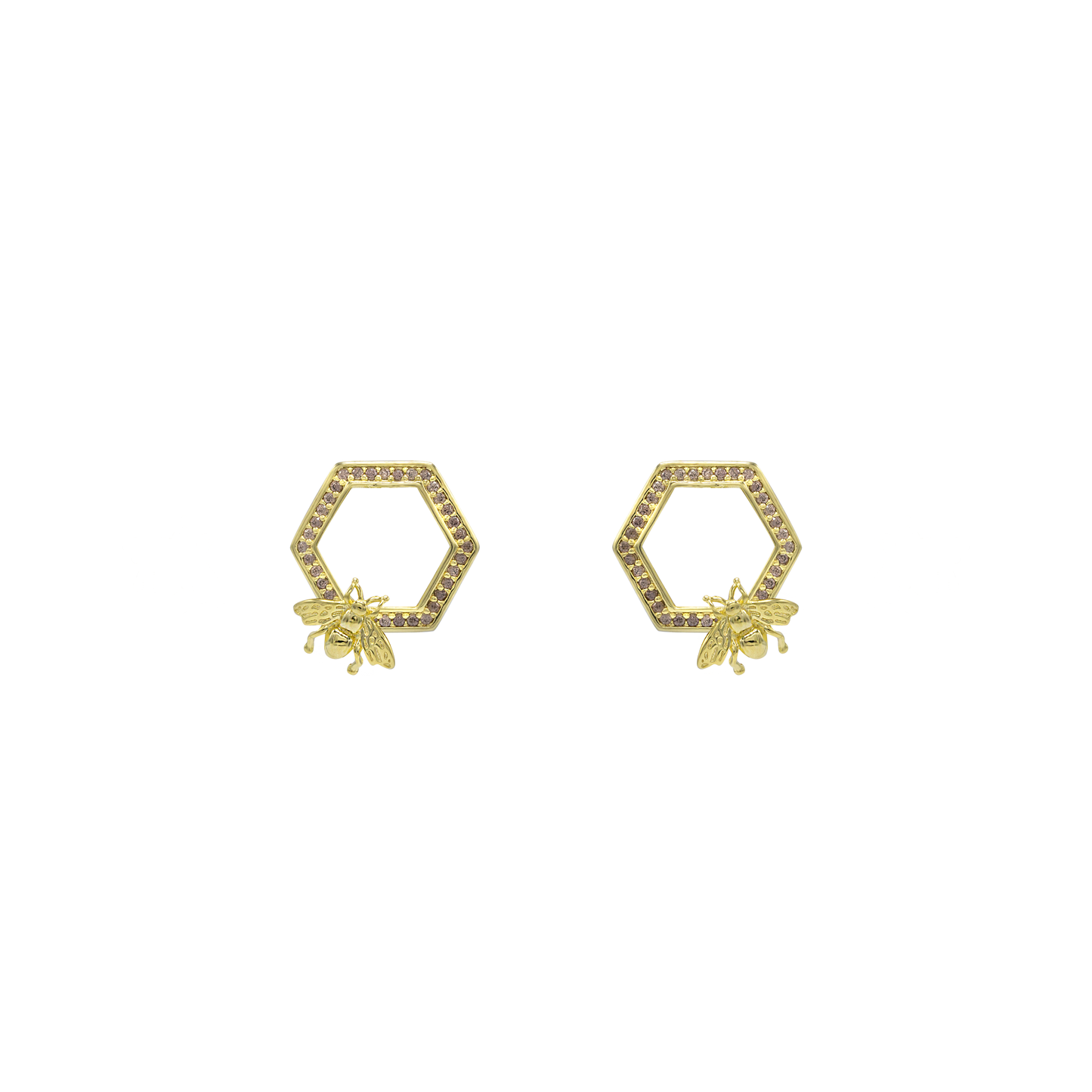 BEE Hexagon Stud Earrings
