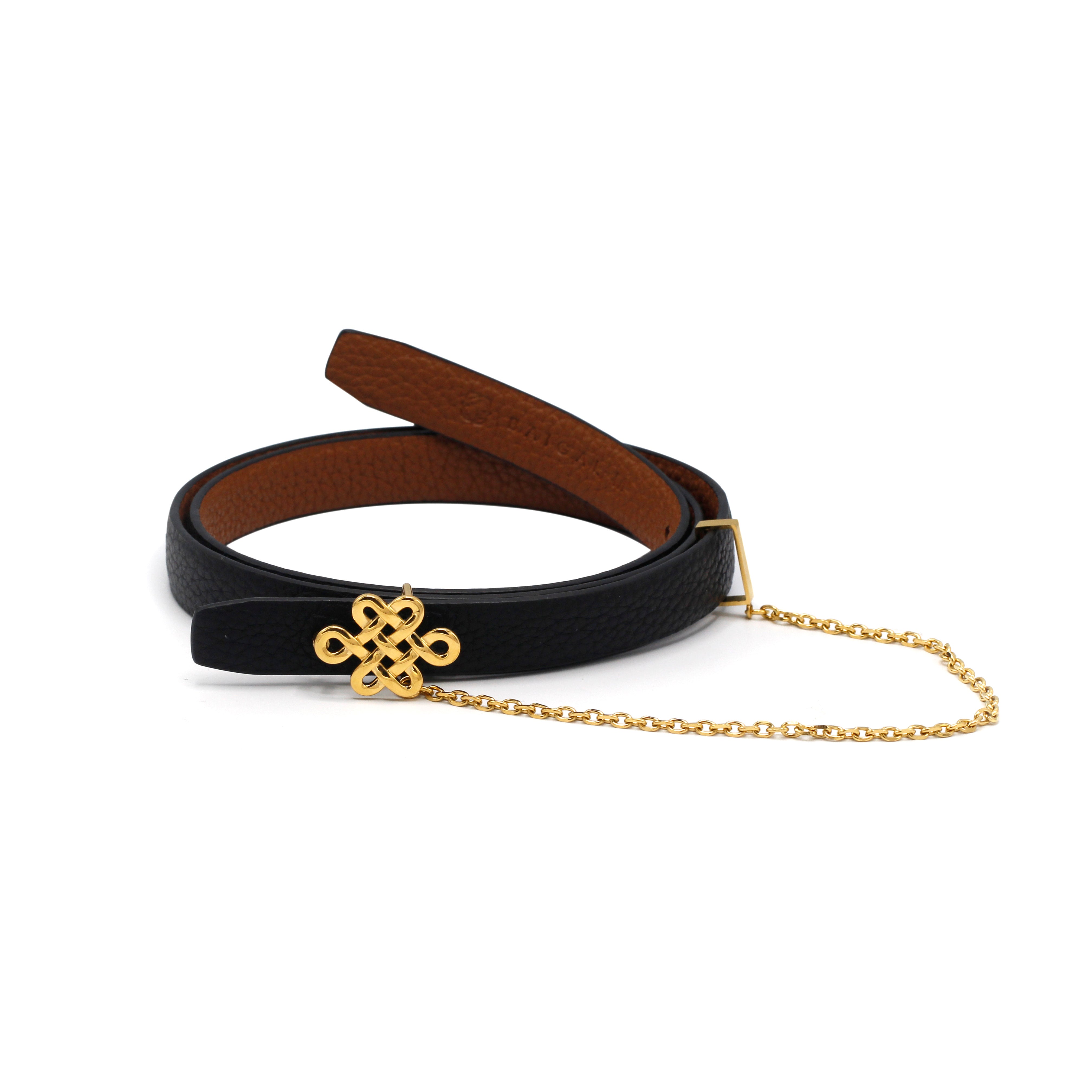 ULZII Women's Reversible Belt, Black & Brown - BAIGAL