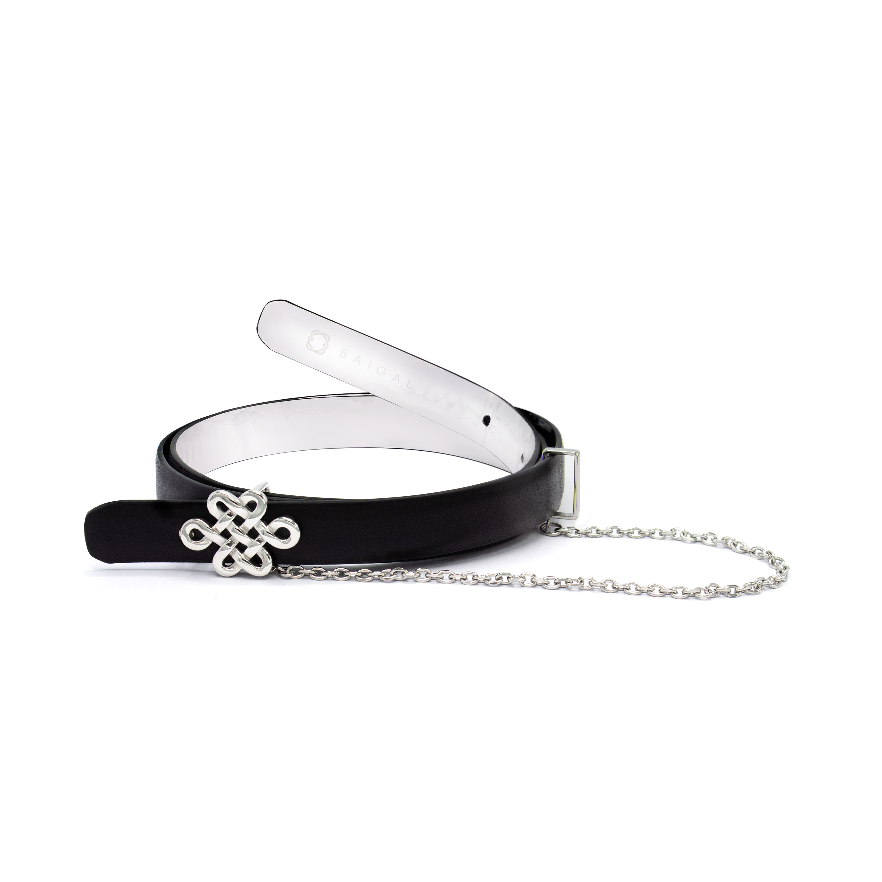ULZII Women's Reversible Belt, Black & Silver - BAIGAL