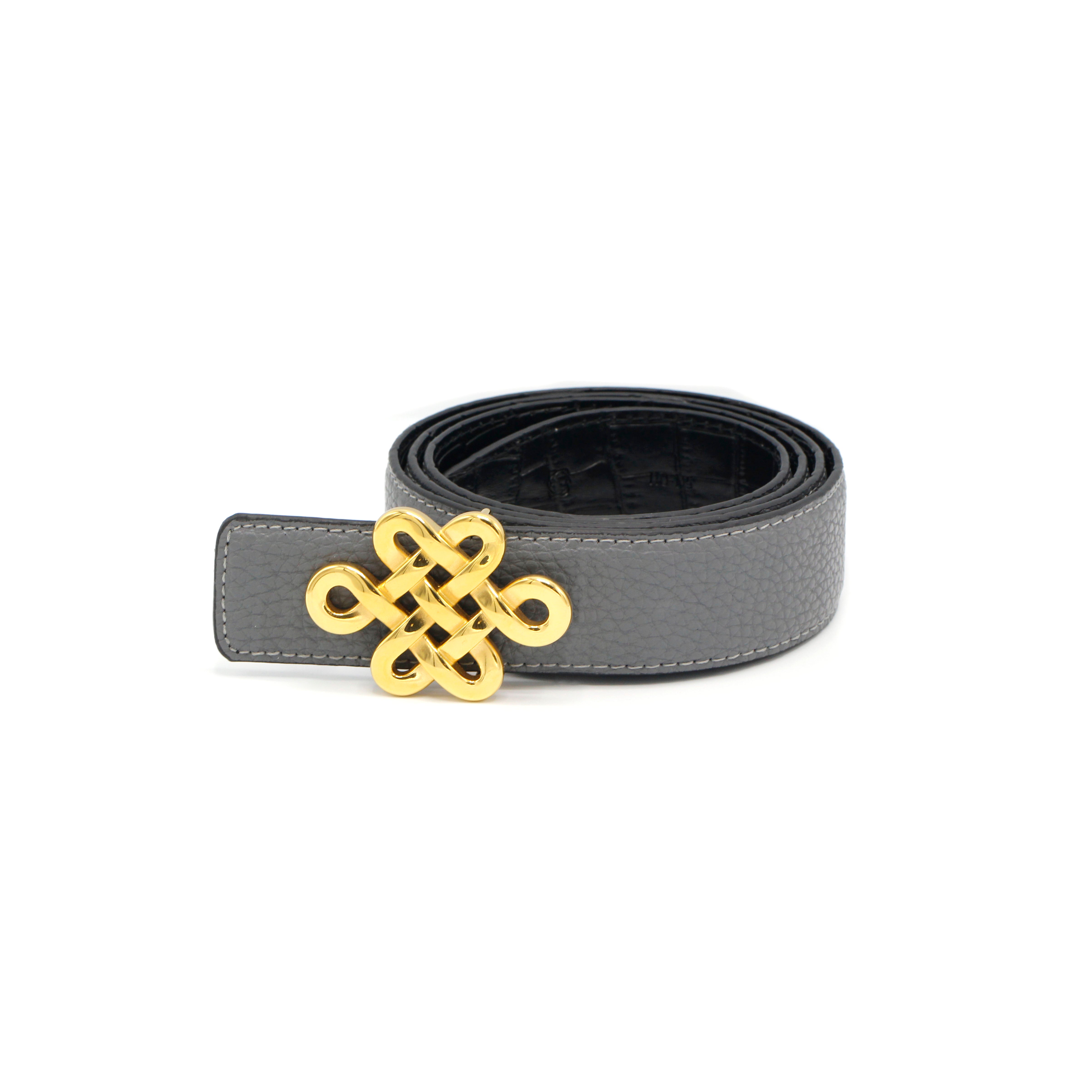 ULZII Men's Reversible Belt, Gray & Black - BAIGAL