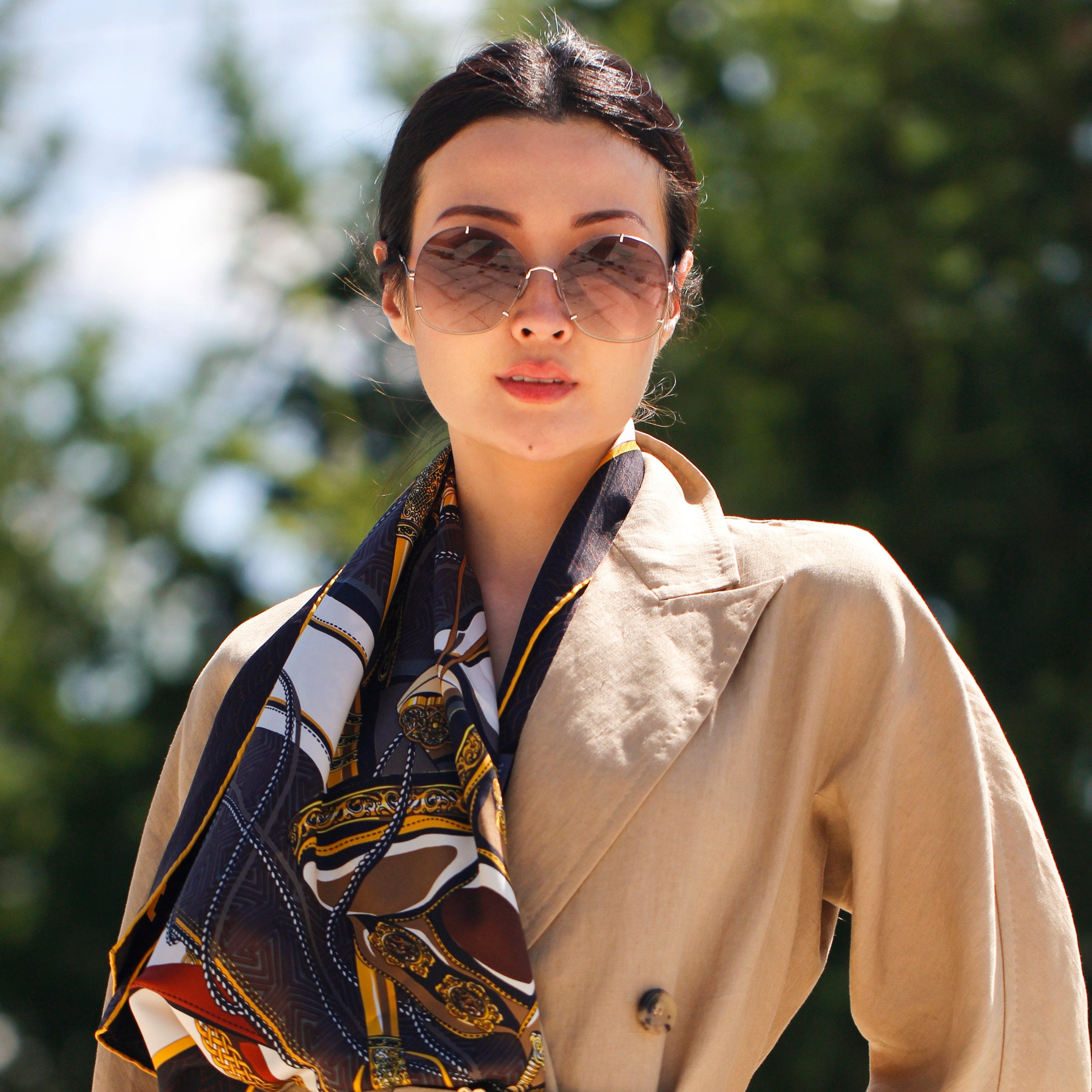 TUVURGUU Scarf, Large, Brown and Yellow - BAIGAL