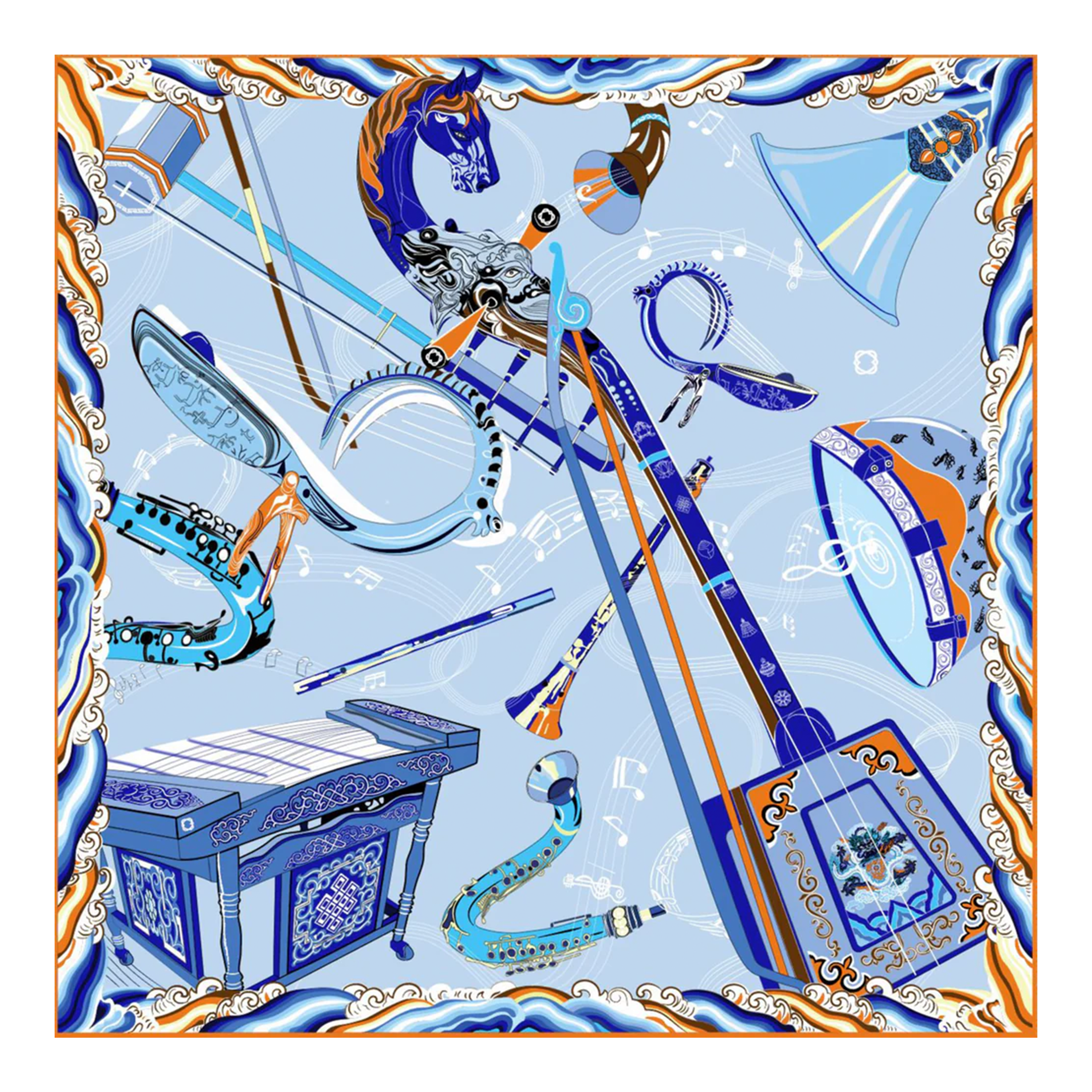 MUSIC Scarf, Blue - BAIGAL