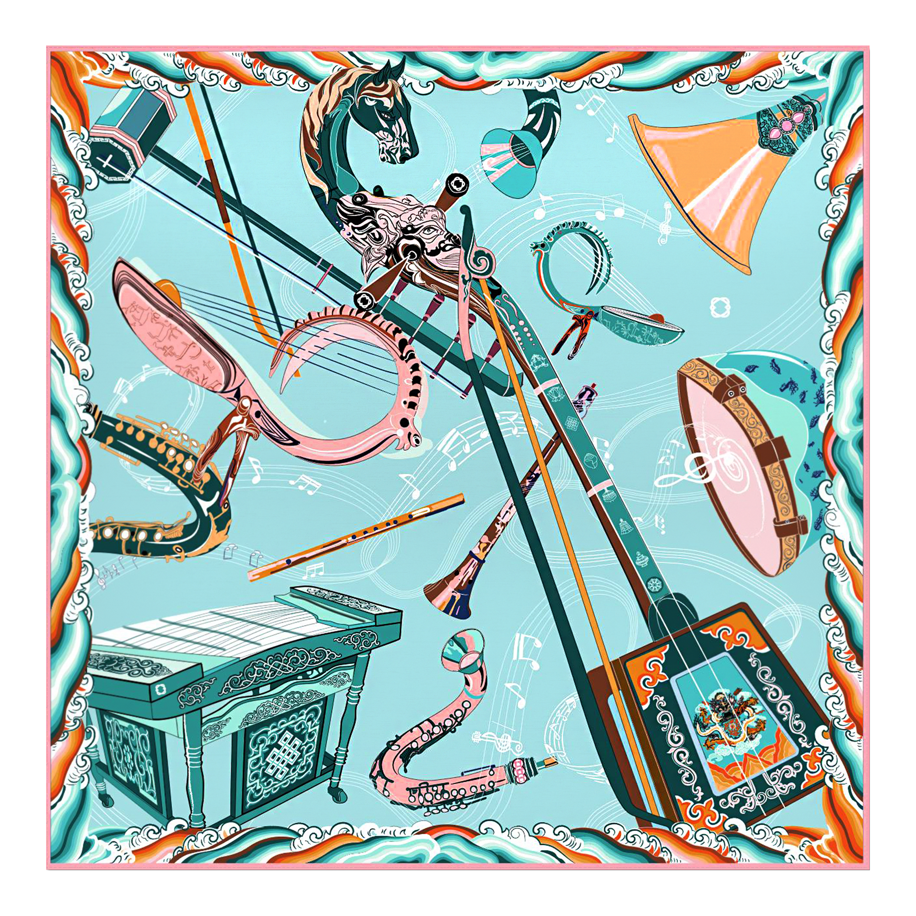 MUSIC Scarf, Turquoise - BAIGAL