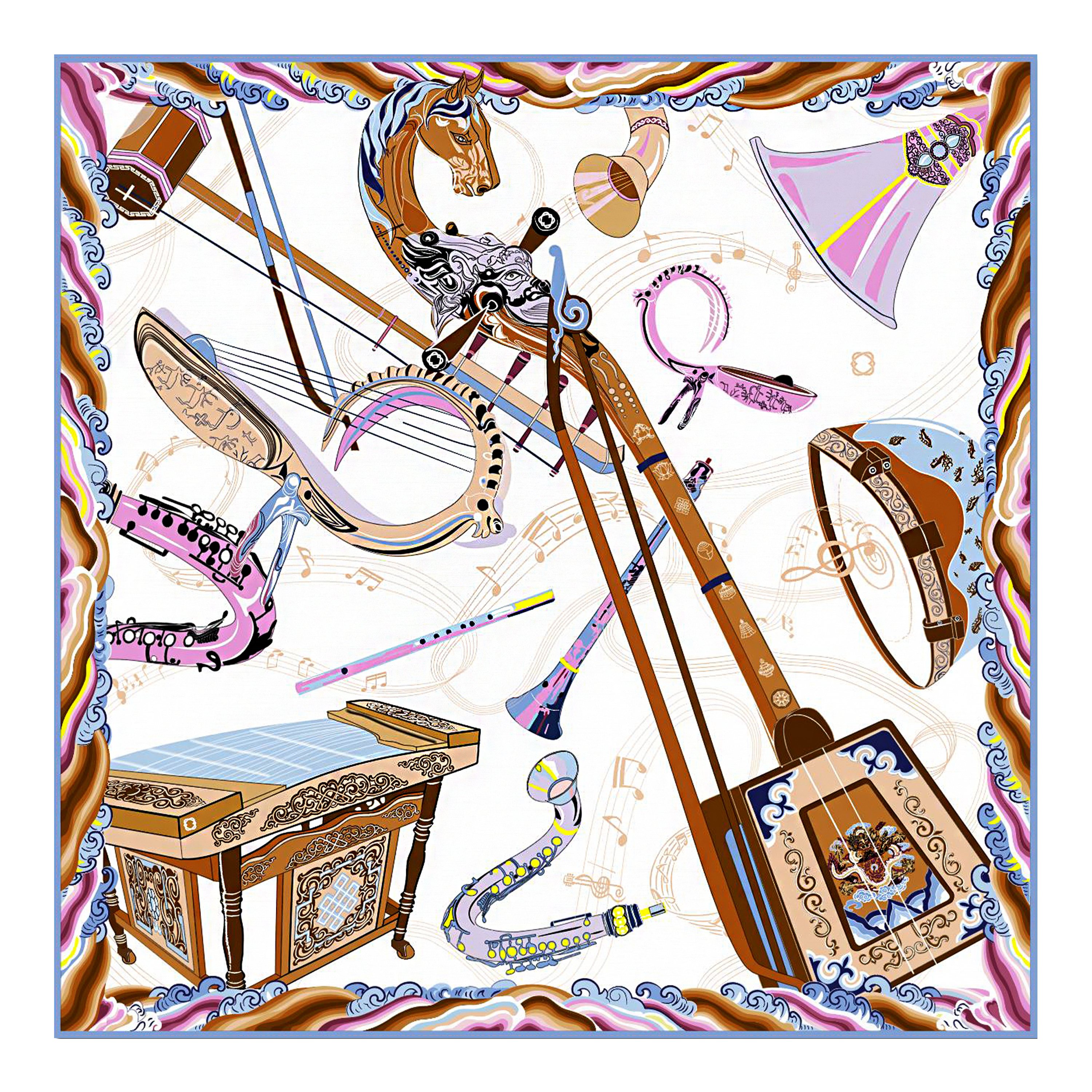 MUSIC Scarf, Beige - BAIGAL
