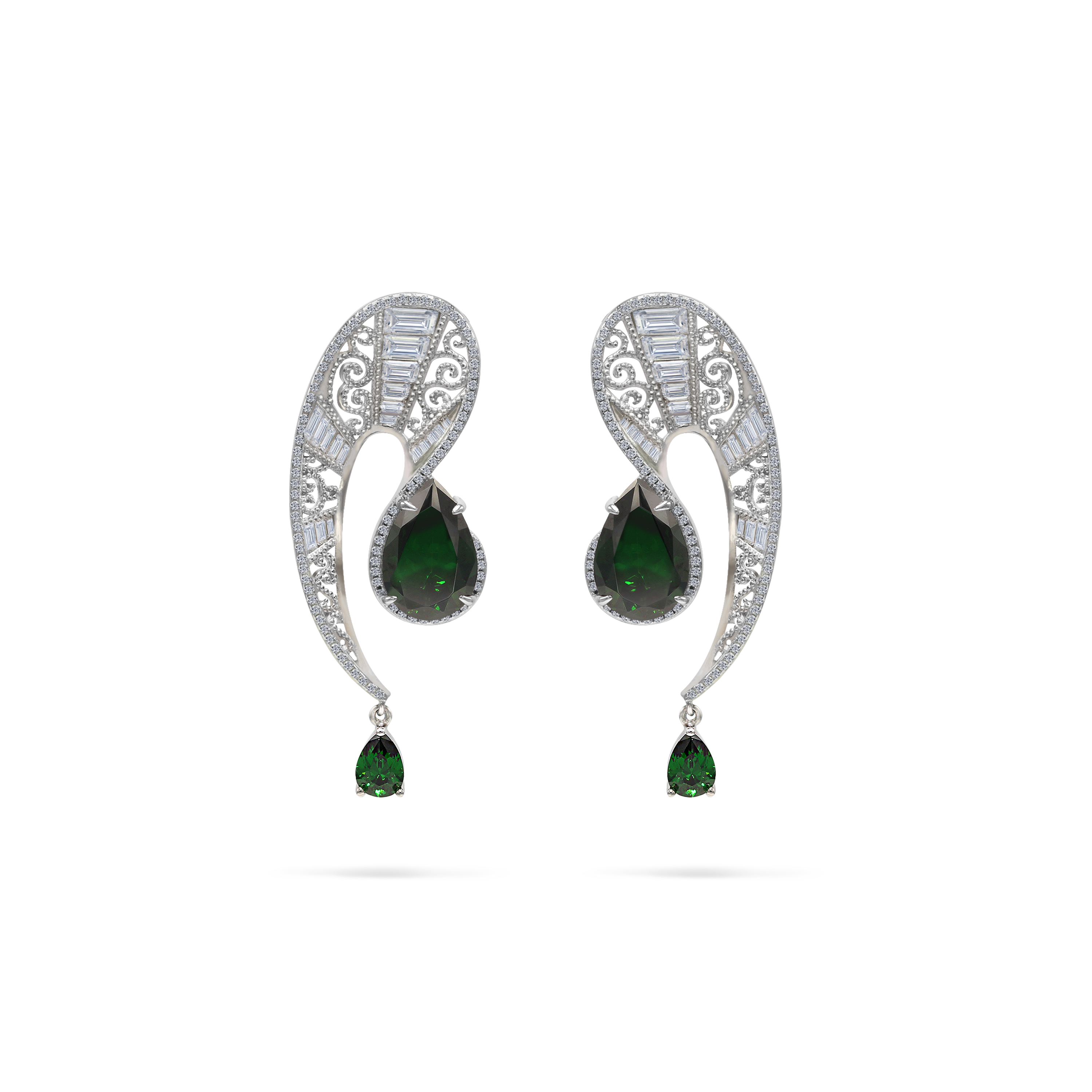 QUEEN Earrings, Green - BAIGAL