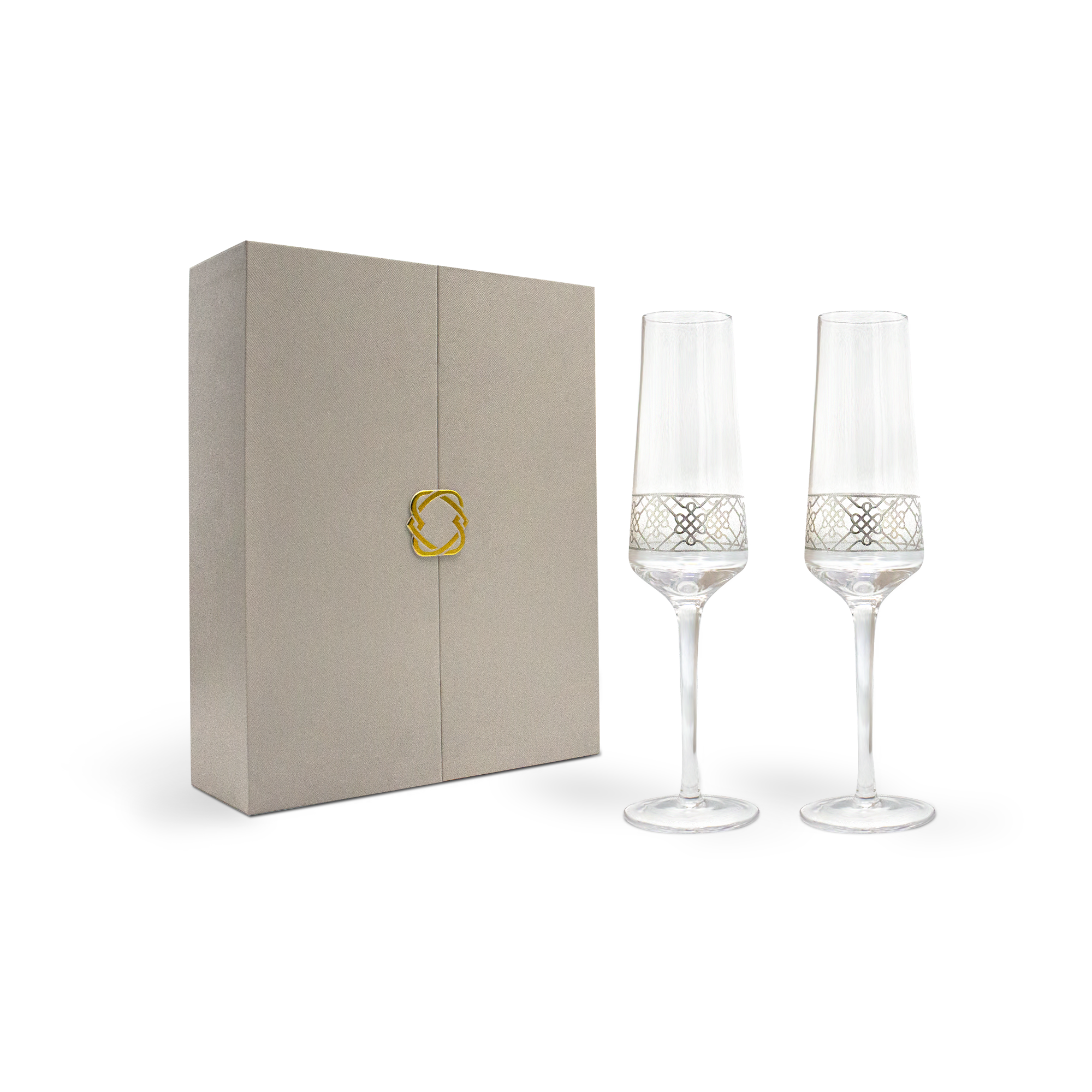 ULZII Champagne Flutes, Silver - BAIGAL