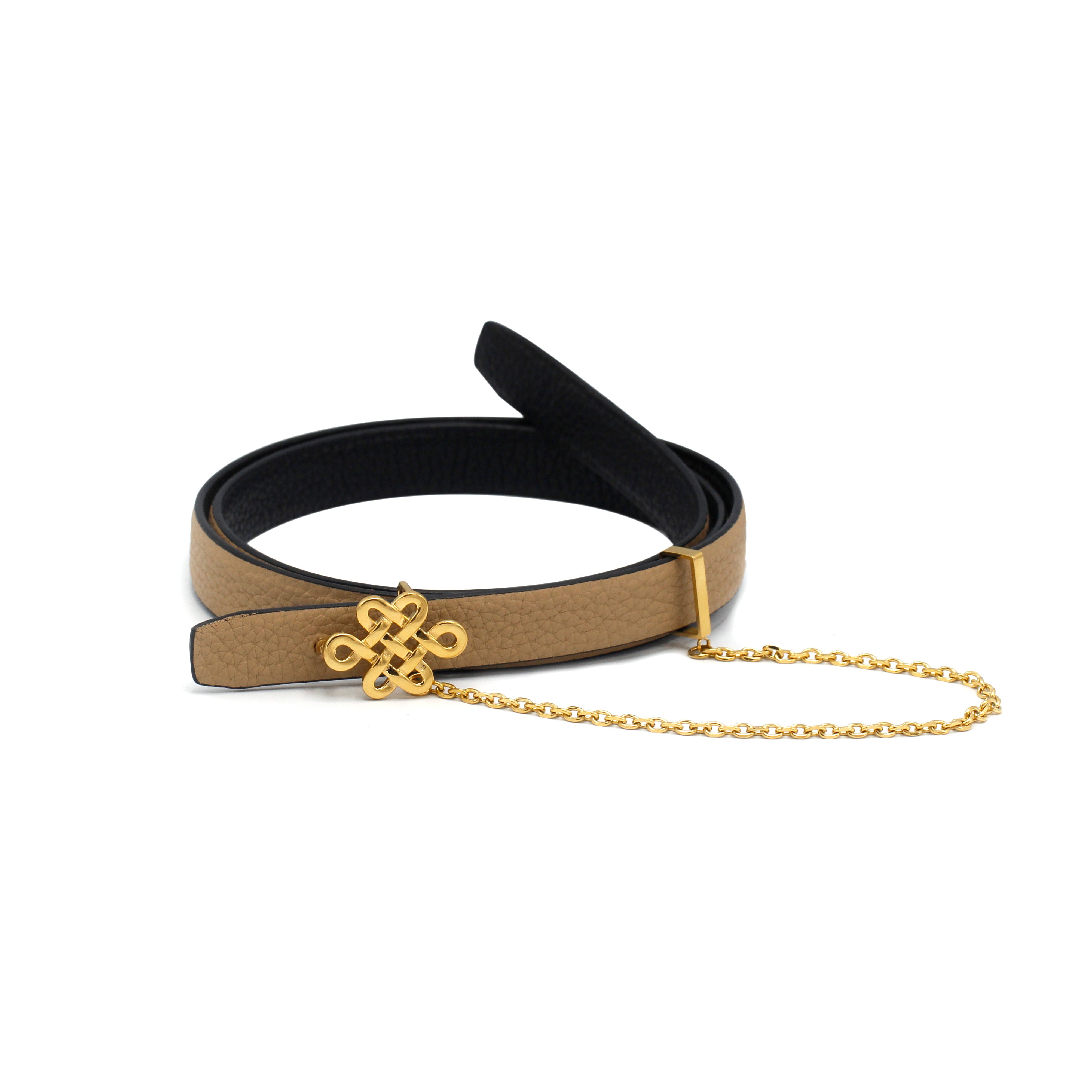 ULZII Women's Reversible Belt, Black & Beige '21 - BAIGAL