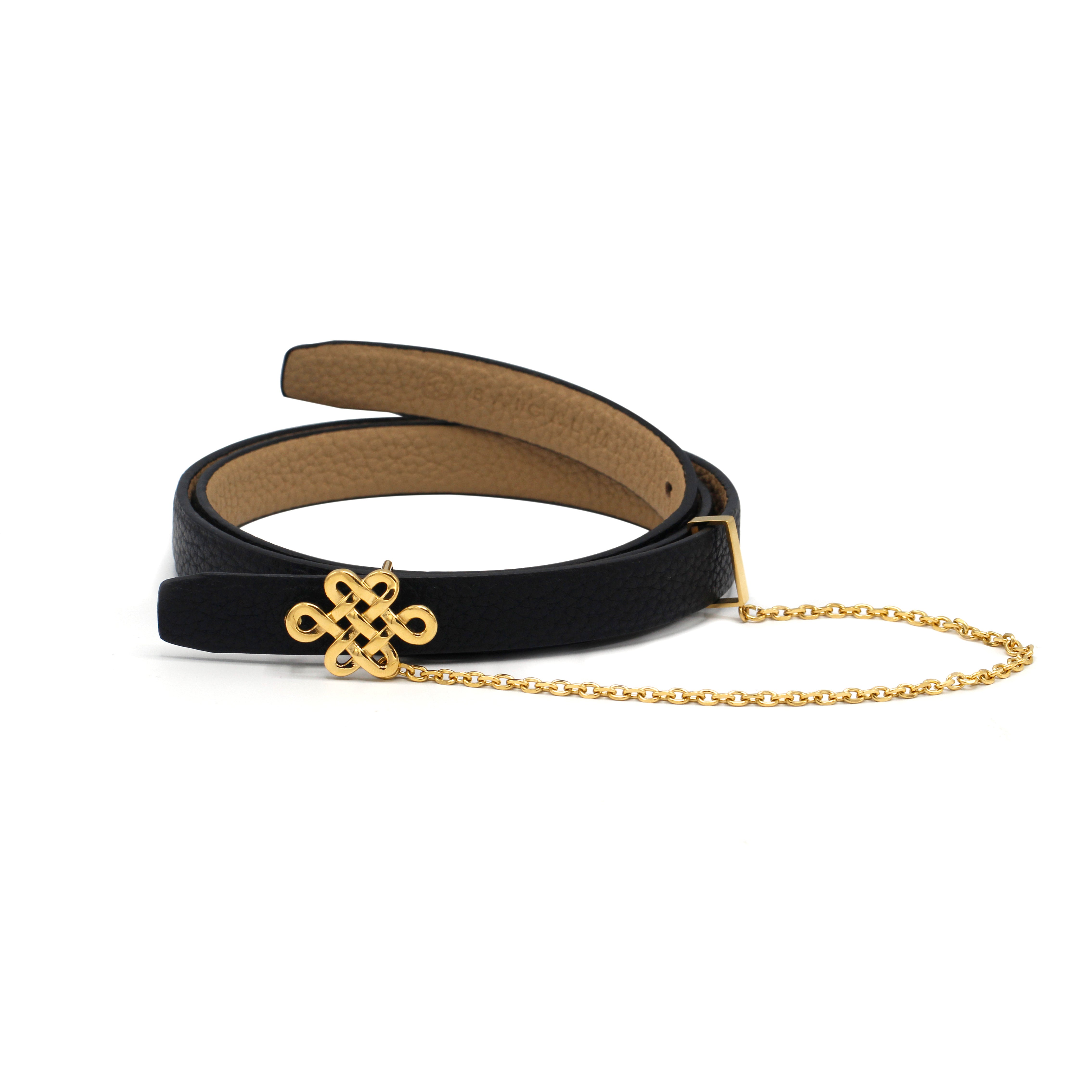 ULZII Women's Reversible Belt, Black & Beige '21 - BAIGAL