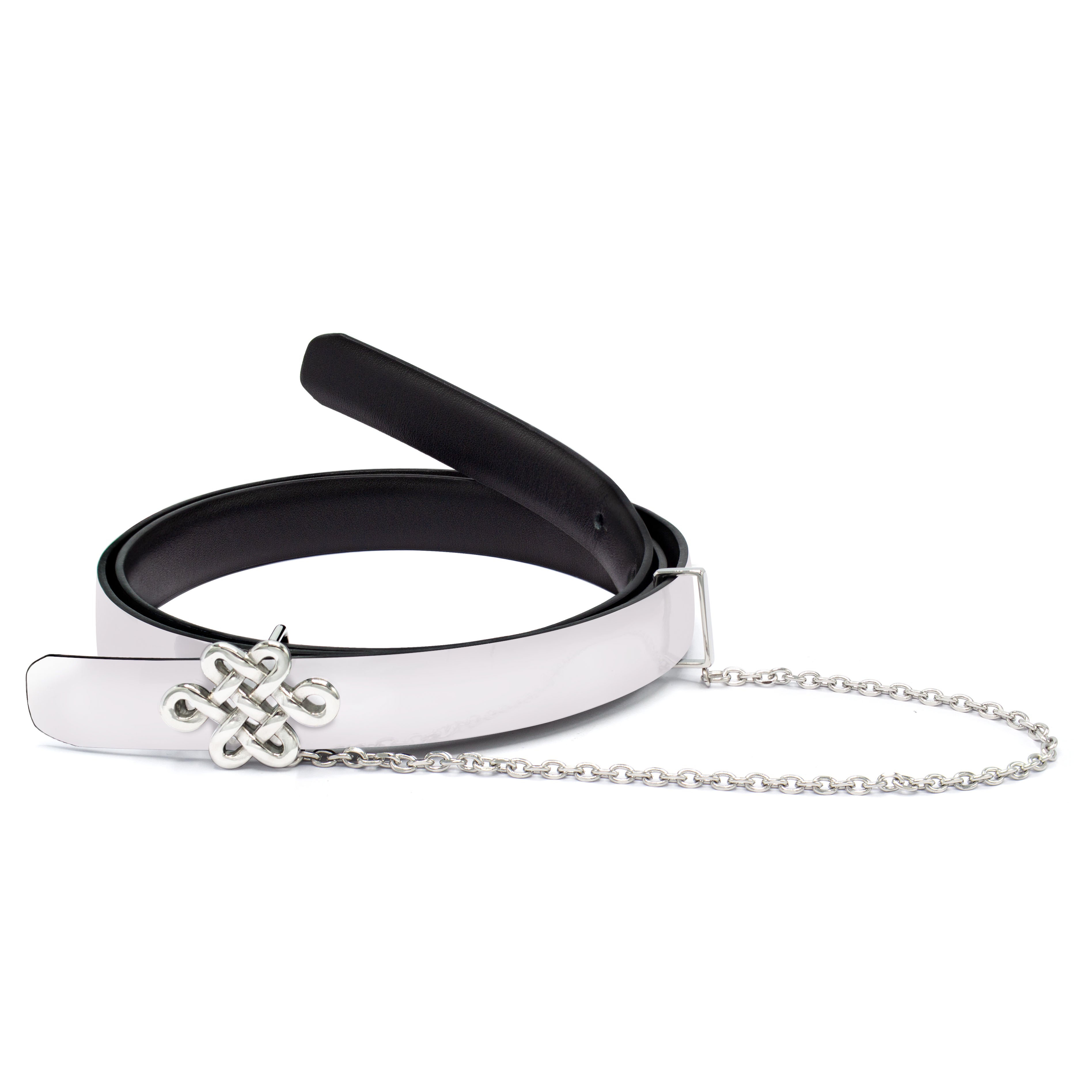 ULZII Women's Reversible Belt, Black & Silver - BAIGAL