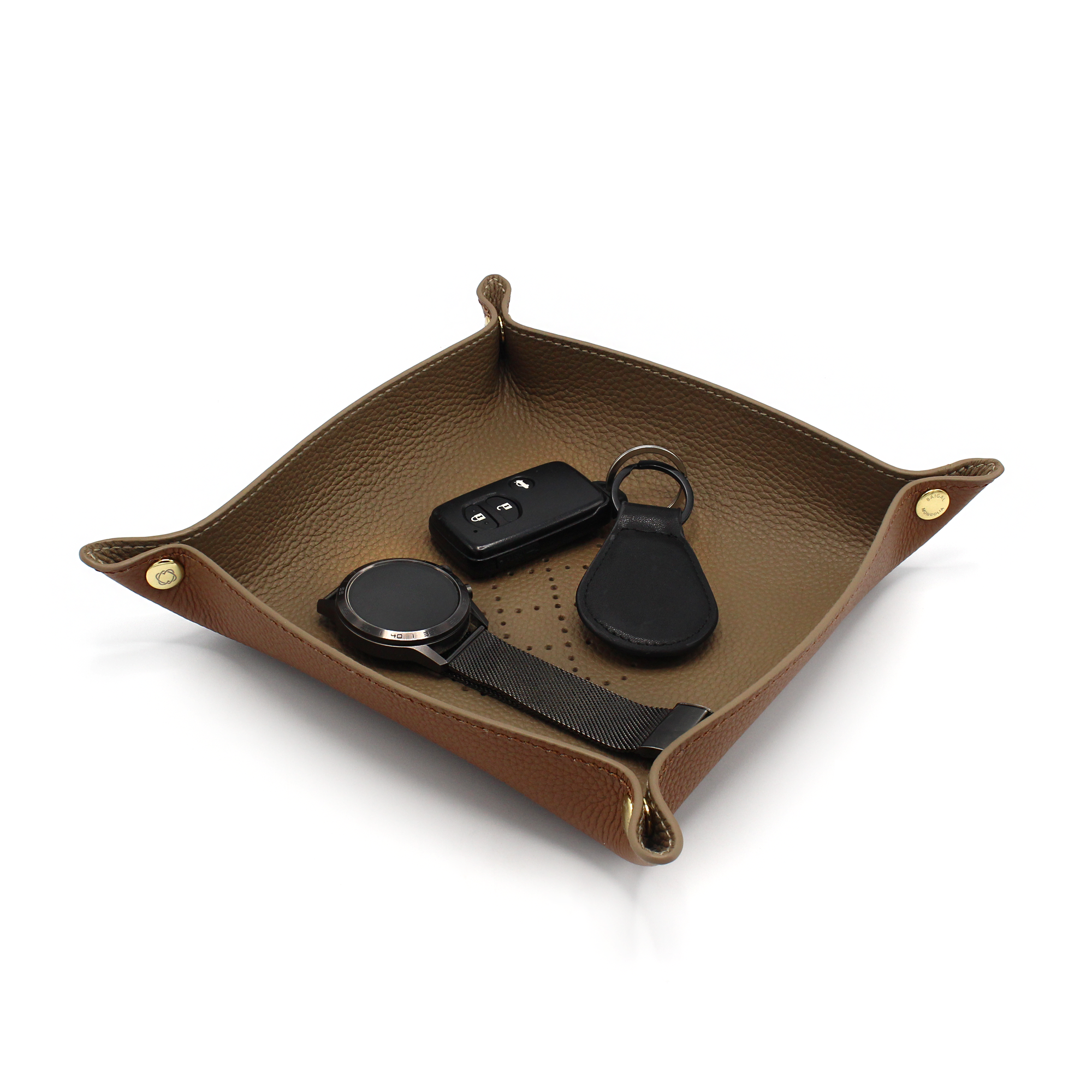 ULZII Leather Valet Tray, Brown - BAIGAL