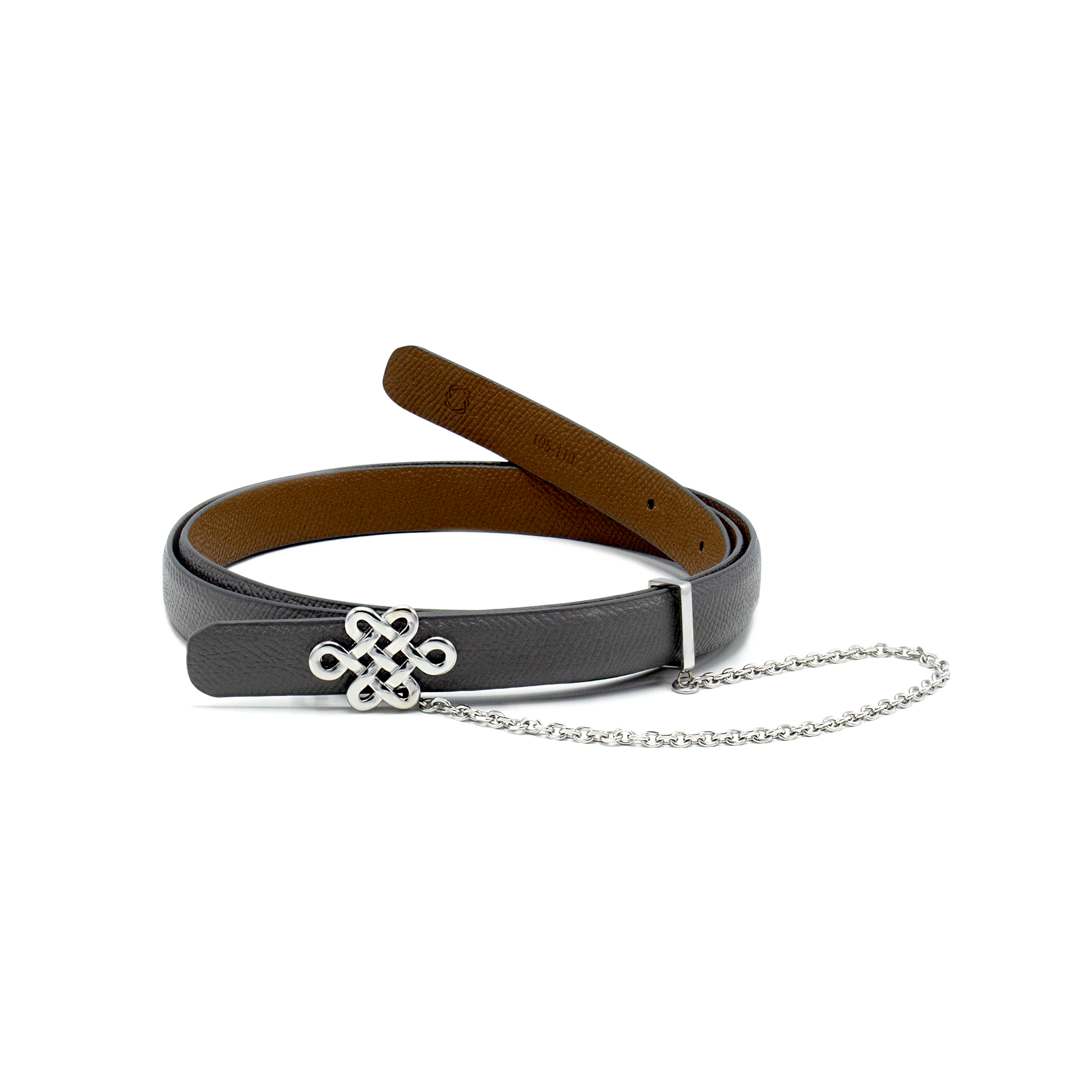 ULZII Women's Reversible Belt, Gray & Brown - BAIGAL