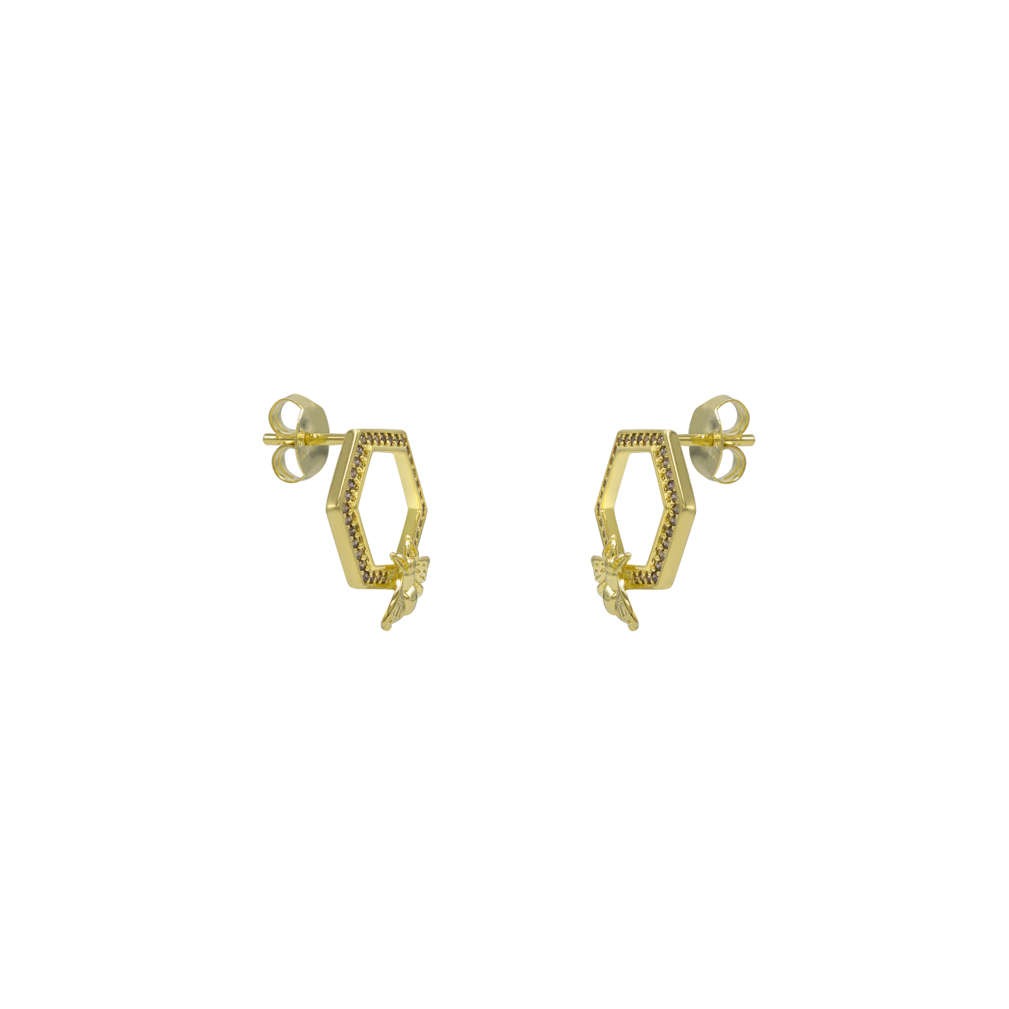 BEE Hexagon Stud Earrings - BAIGAL