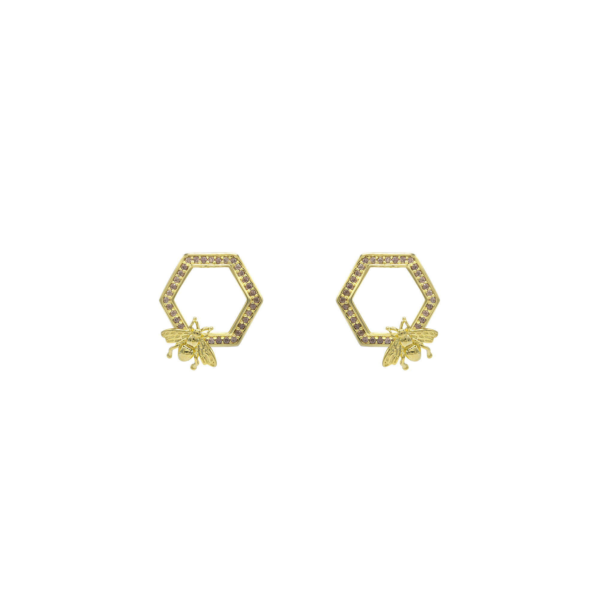 BEE Hexagon Stud Earrings - BAIGAL