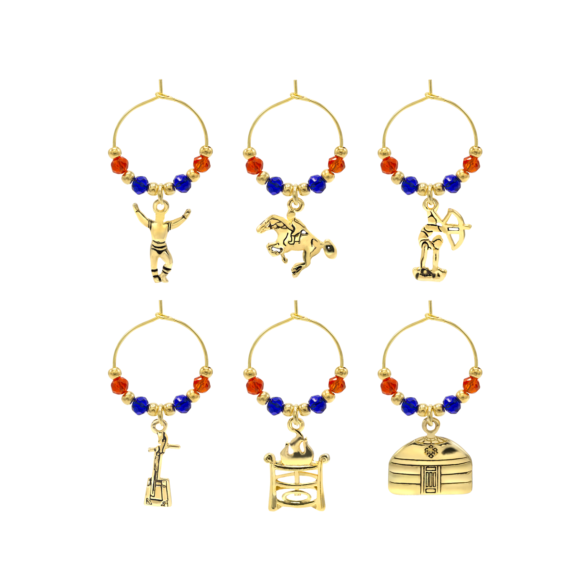 MONGOL PRIDE Wine Glass Charms - BAIGAL