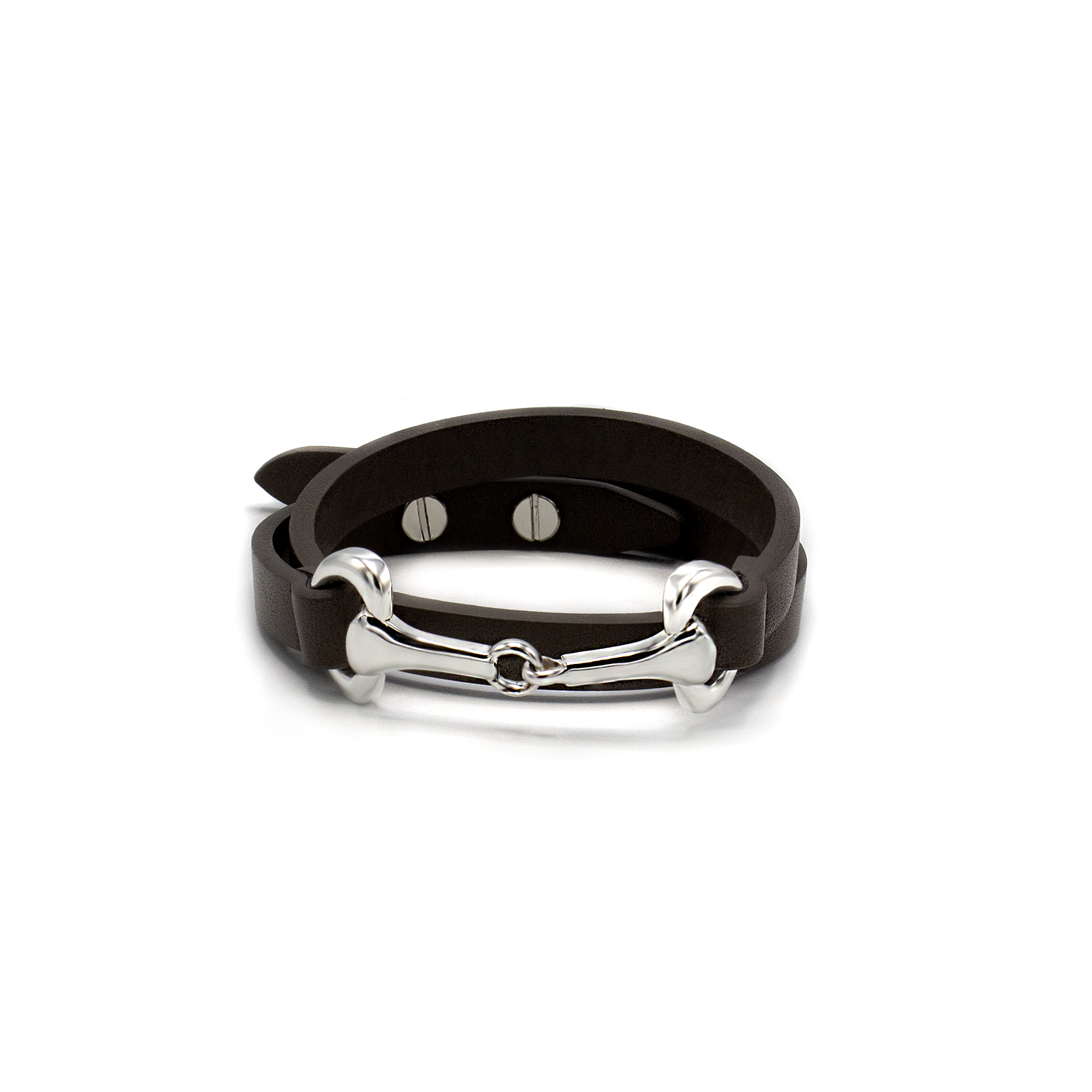 TUVURGUU Horse Bit Leather Bracelet, Gray