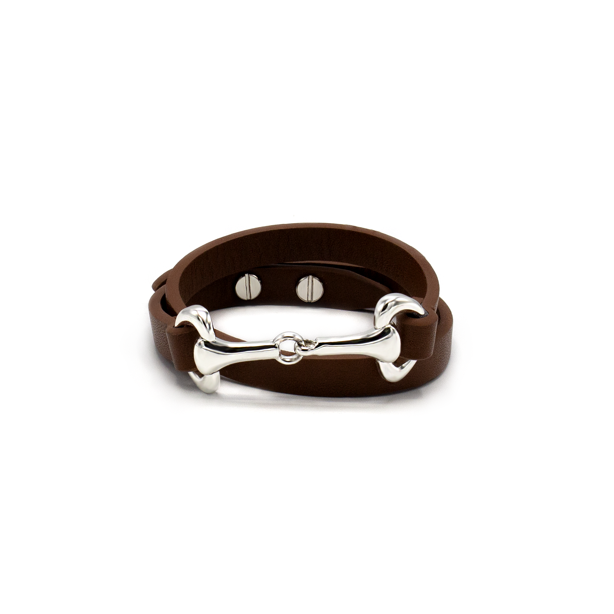 TUVURGUU Horse Bit Leather Bracelet, Brown