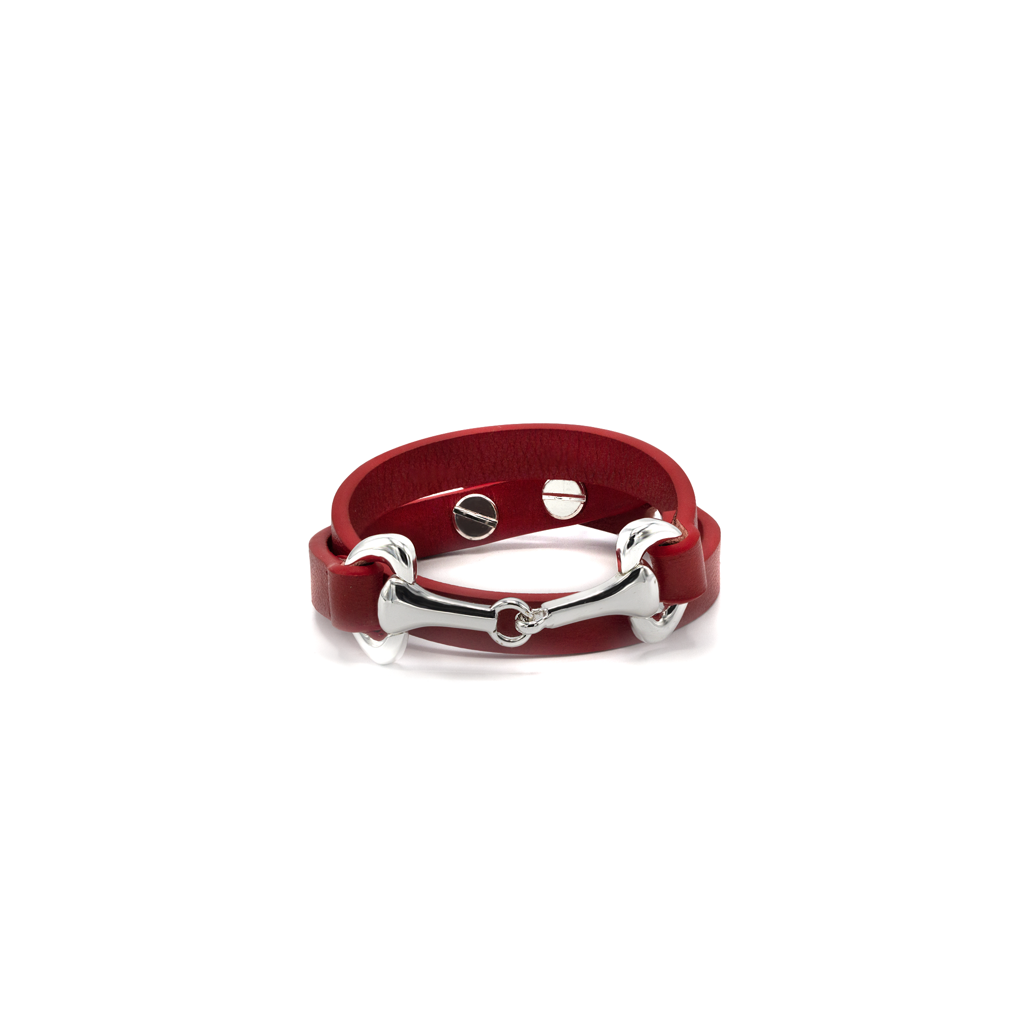 TUVURGUU Horse Bit Leather Bracelet, Red