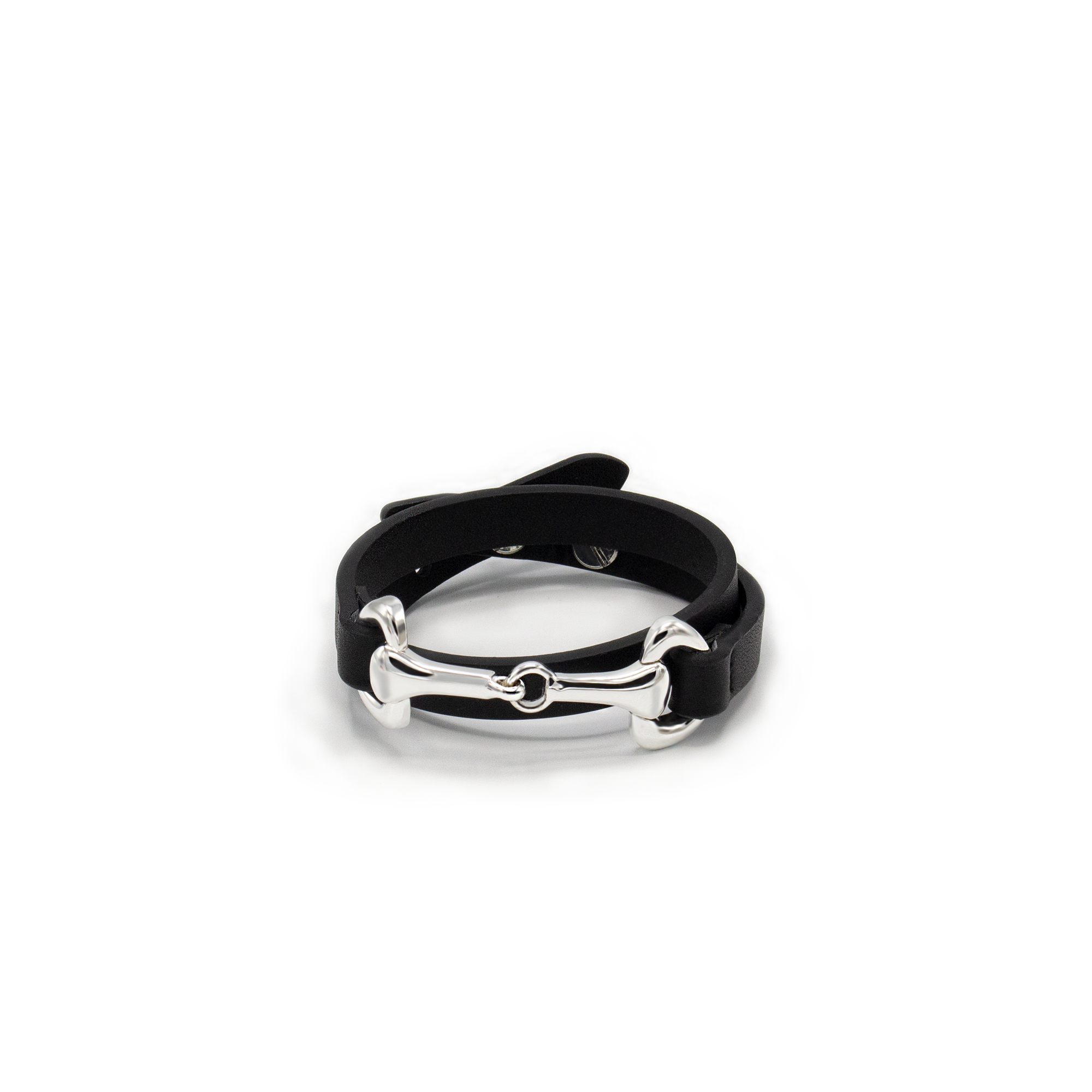 TUVURGUU Horse Bit Leather Bracelet, Black