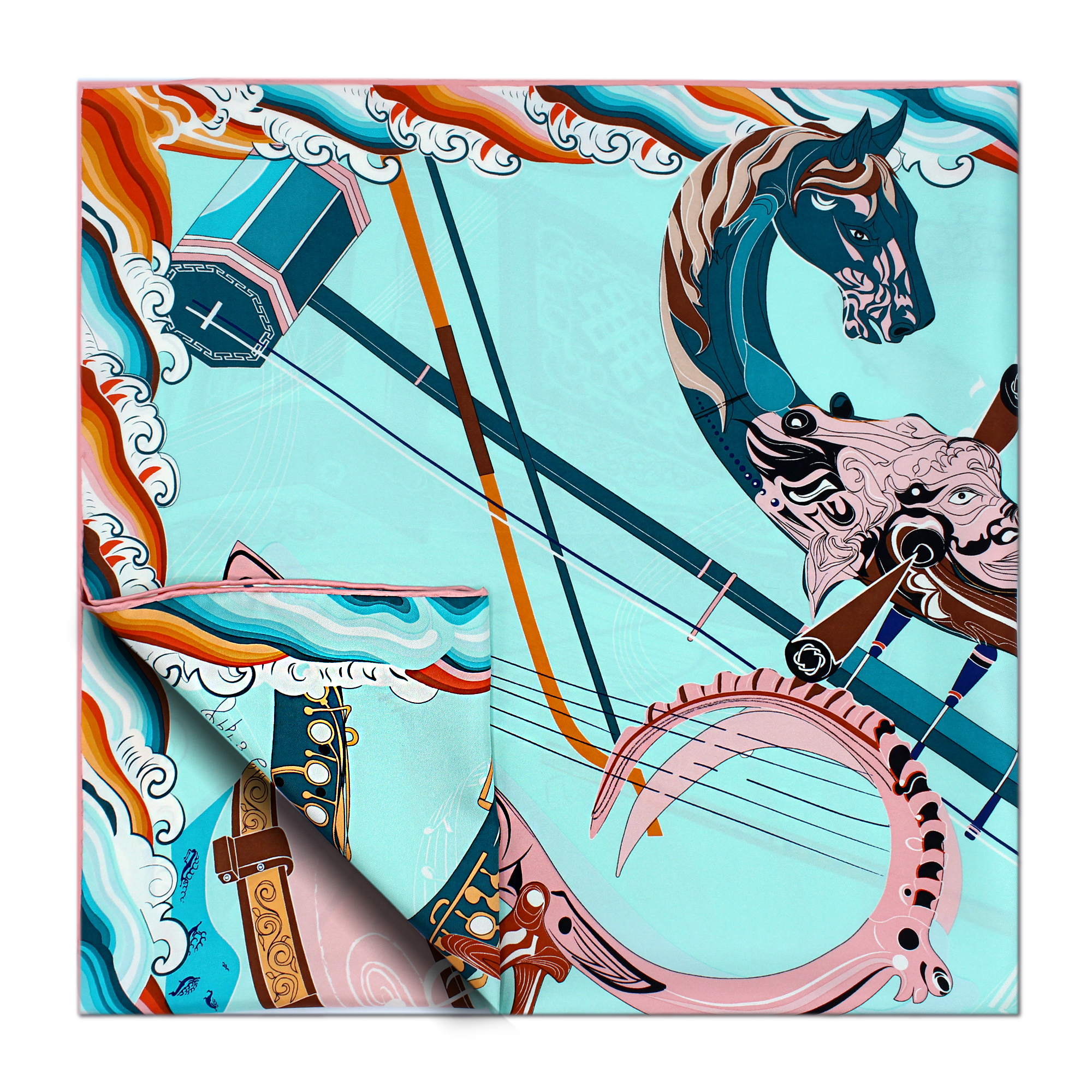 MUSIC Silk Scarf, Turquoise