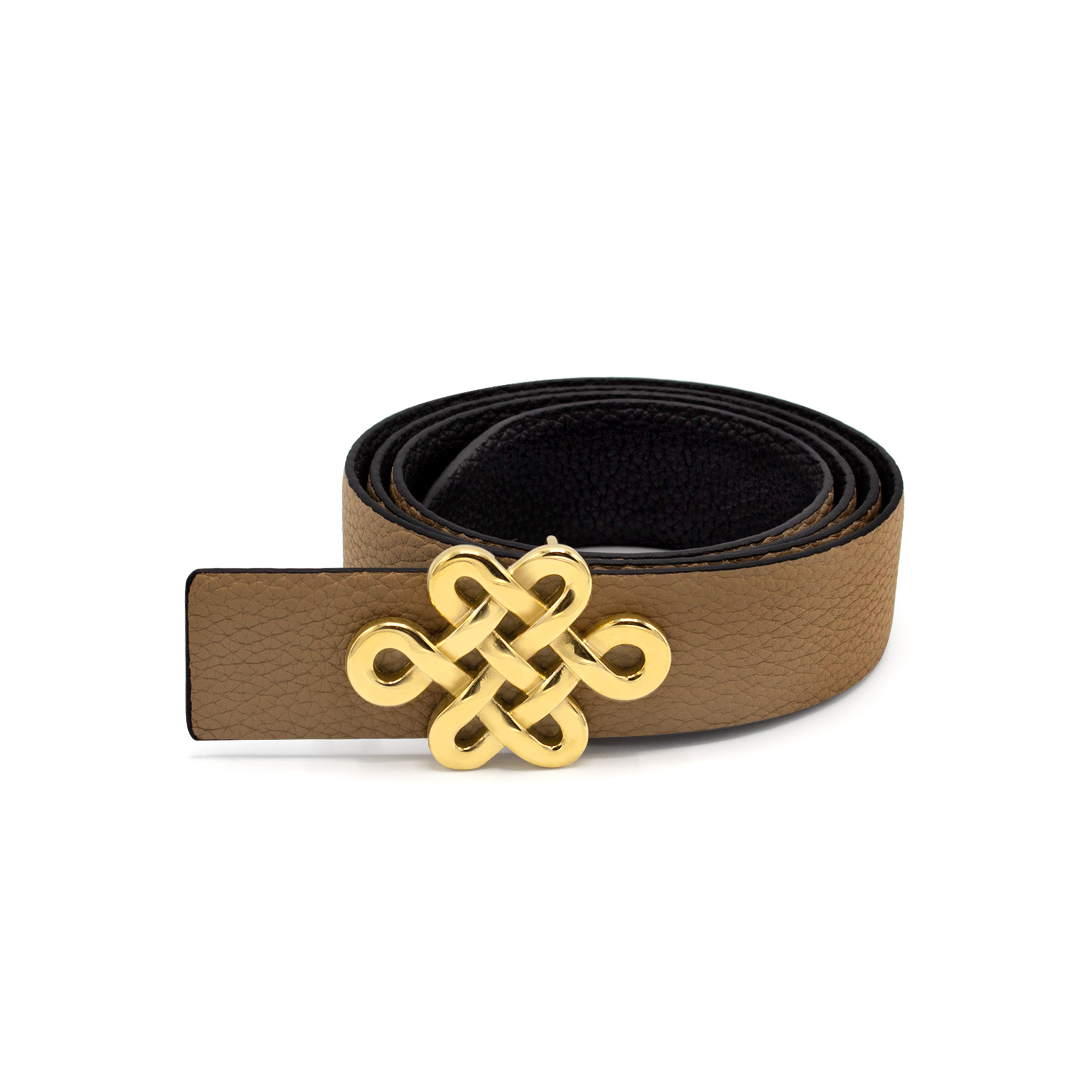 ULZII Men's Reversible Belt, Black and Beige