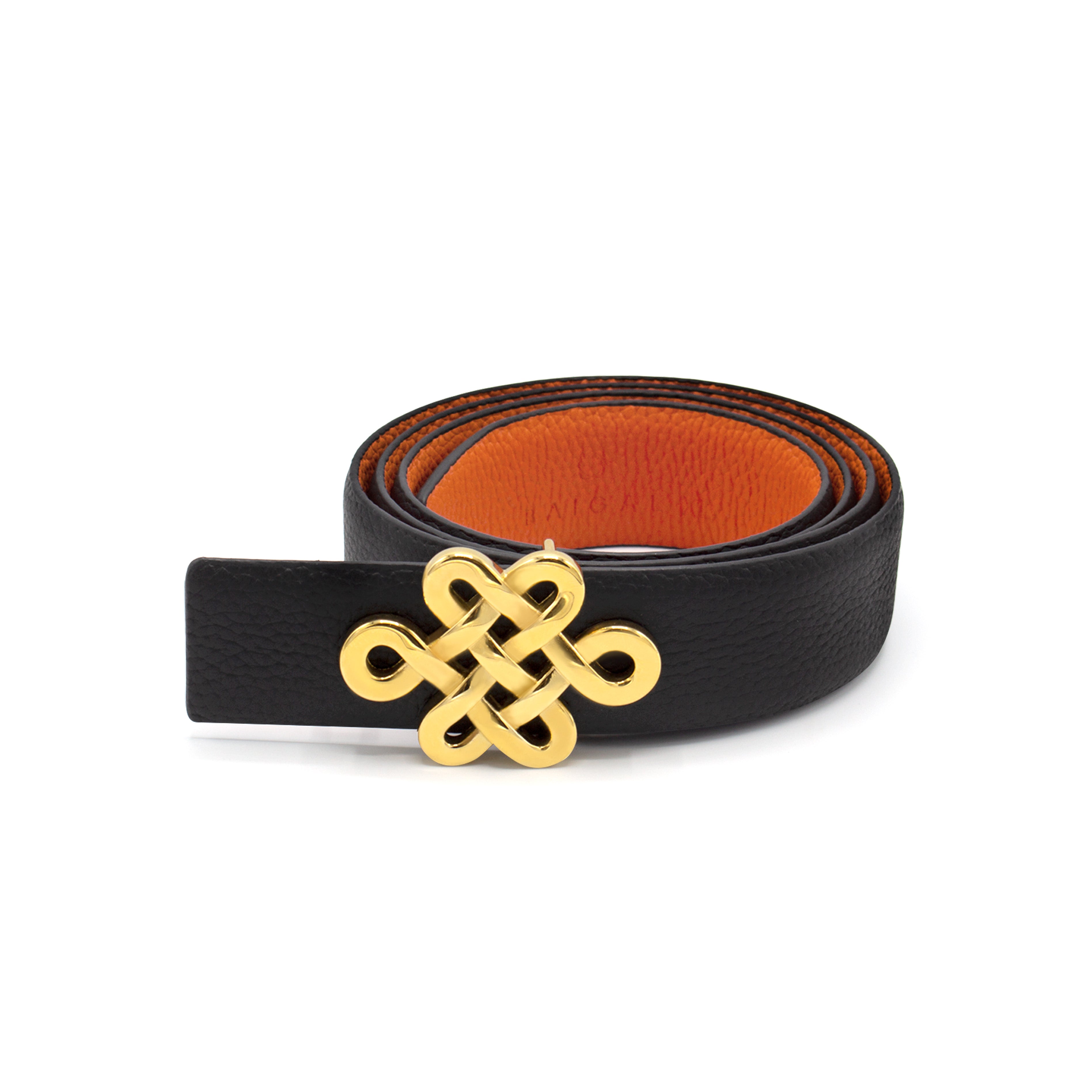 ULZII Men's Reversible Belt, Black and Orange