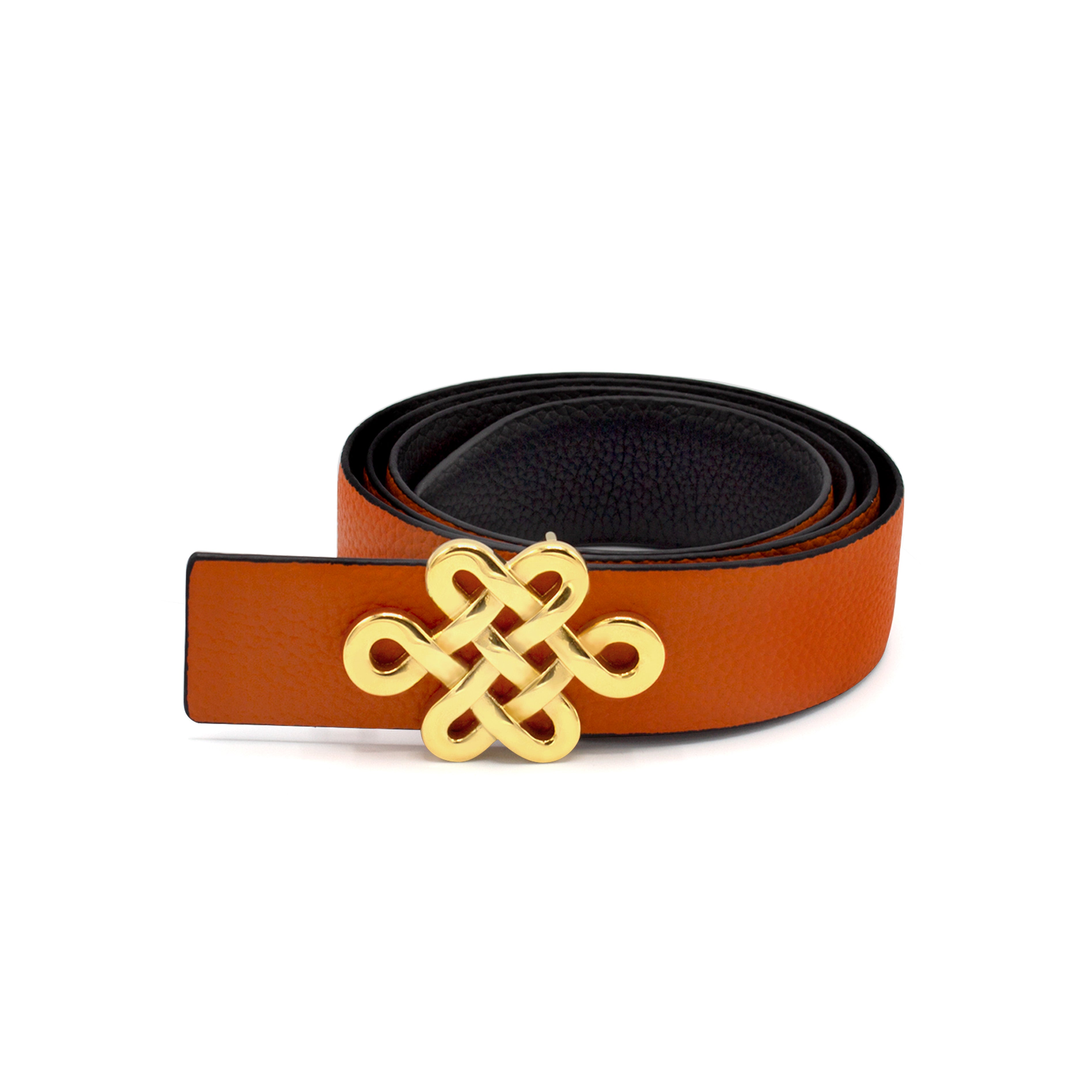 ULZII Men's Reversible Belt, Black and Orange