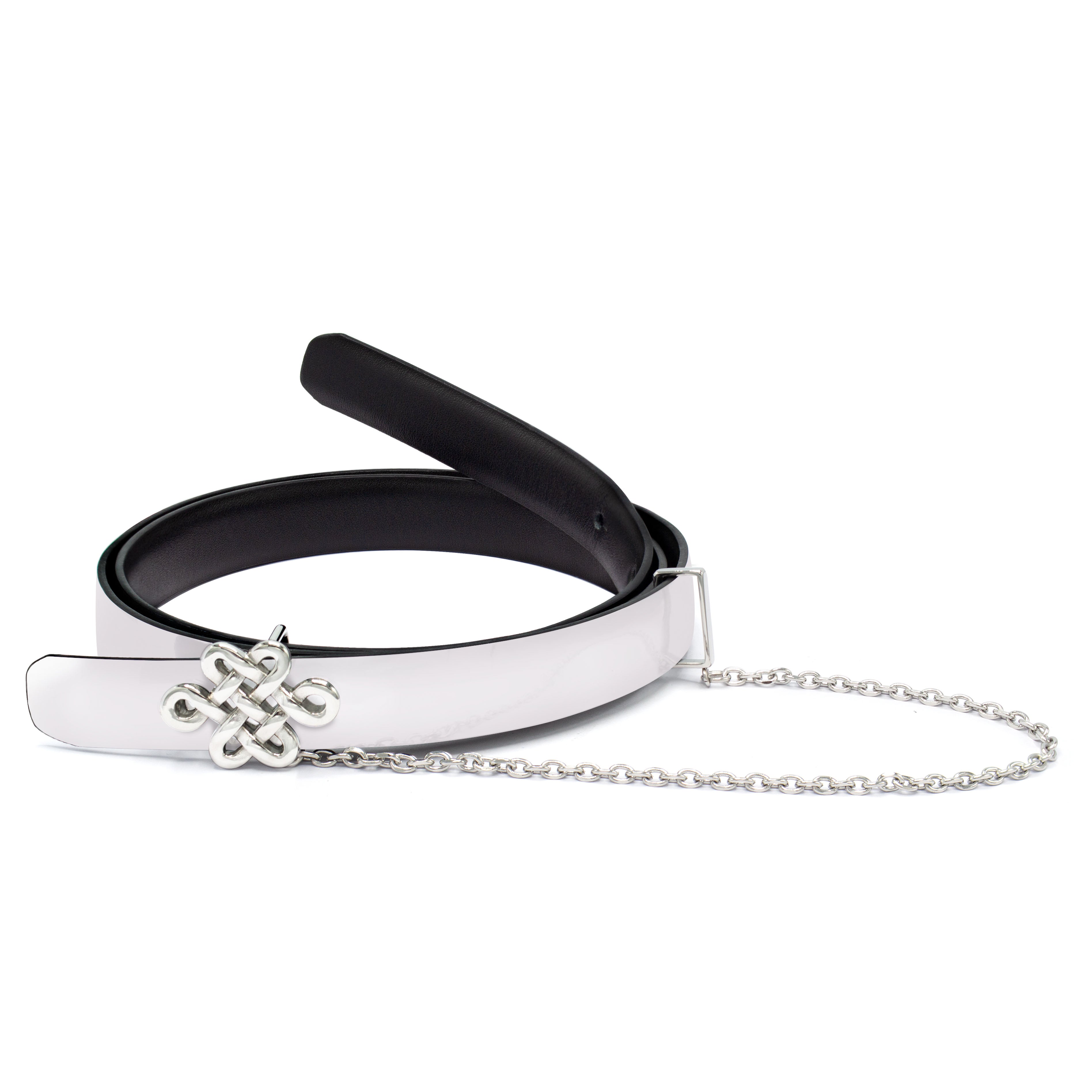 ULZII Women's Reversible Belt, Black & Silver