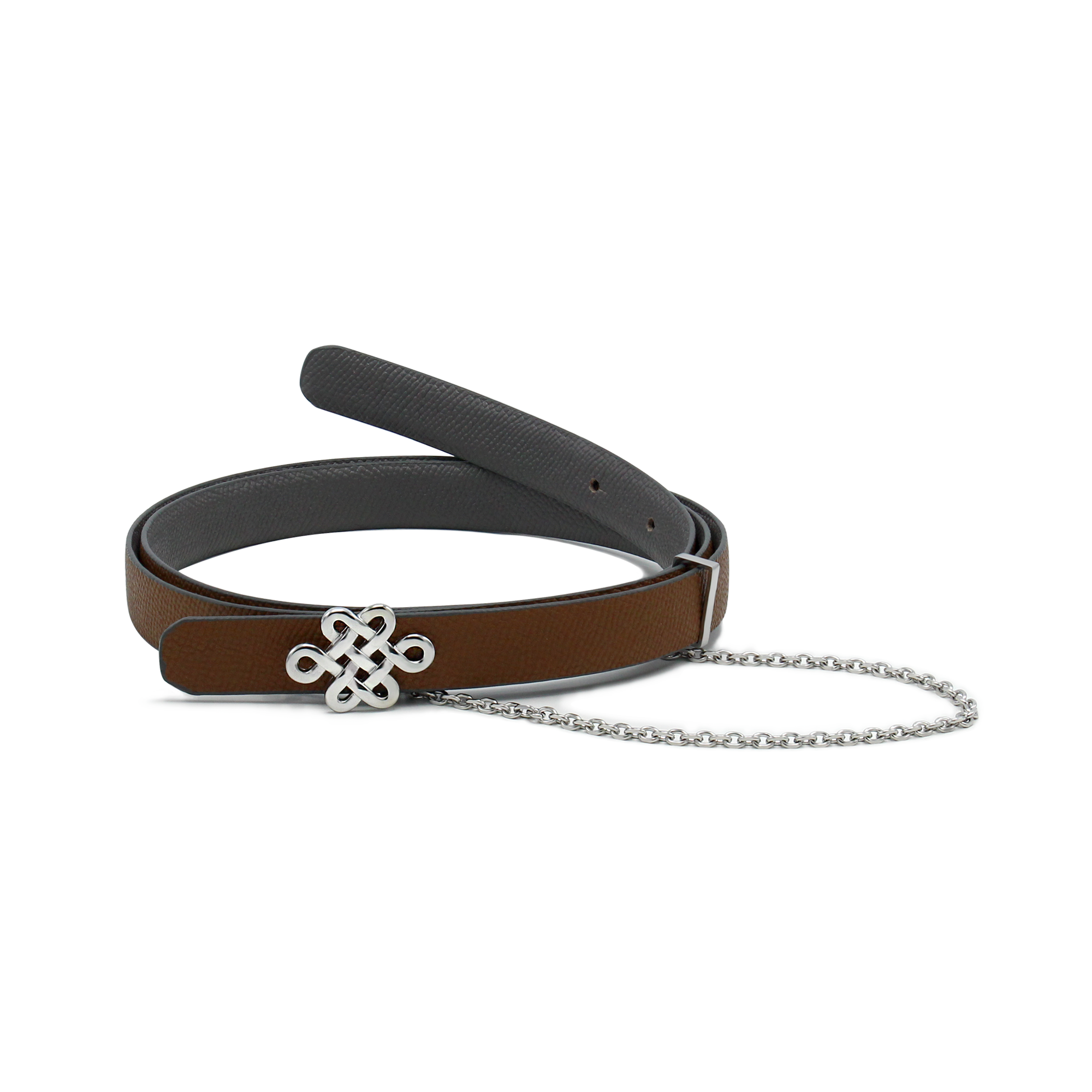 ULZII Women's Reversible Belt, Gray & Brown