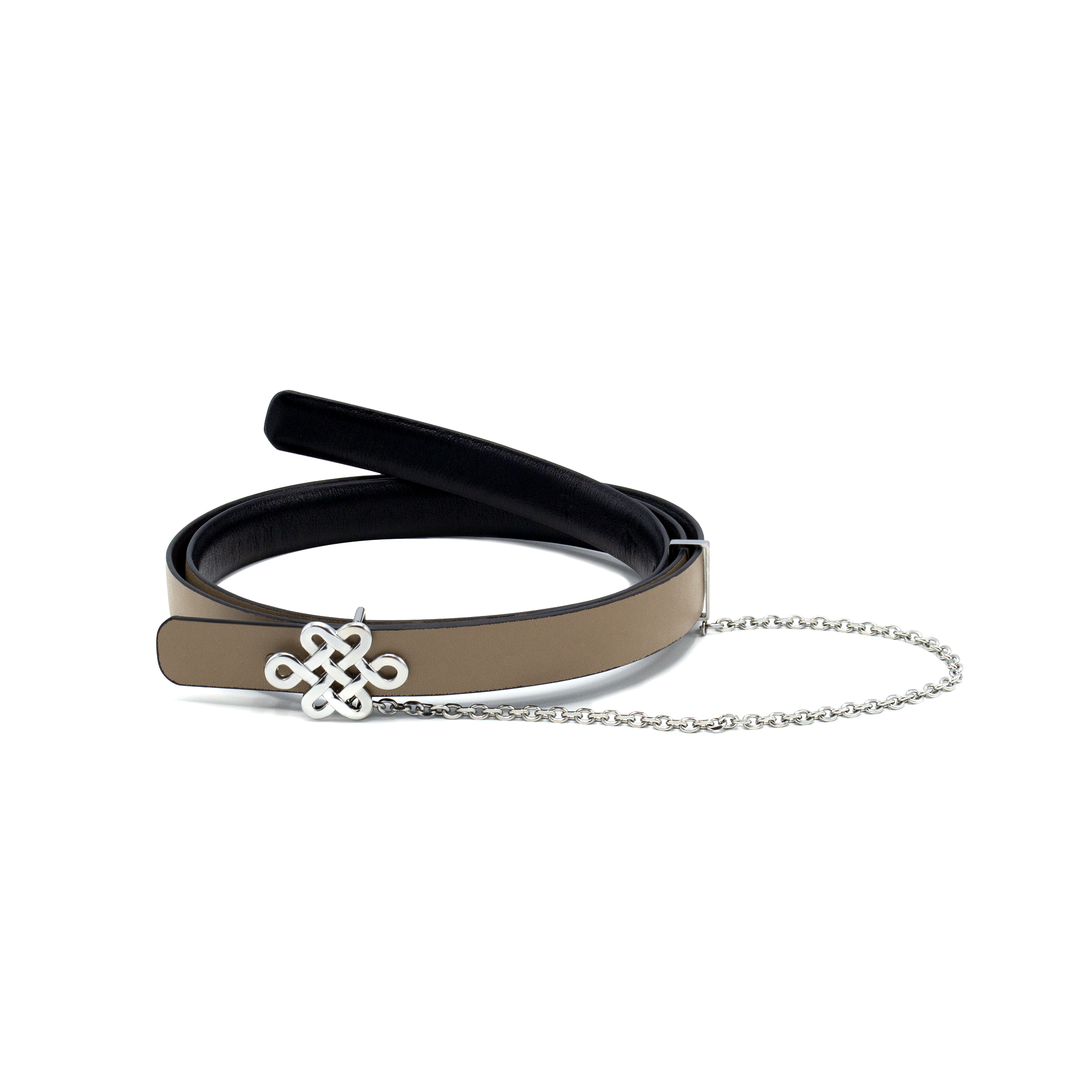 ULZII Women's Reversible Belt, Black & Beige