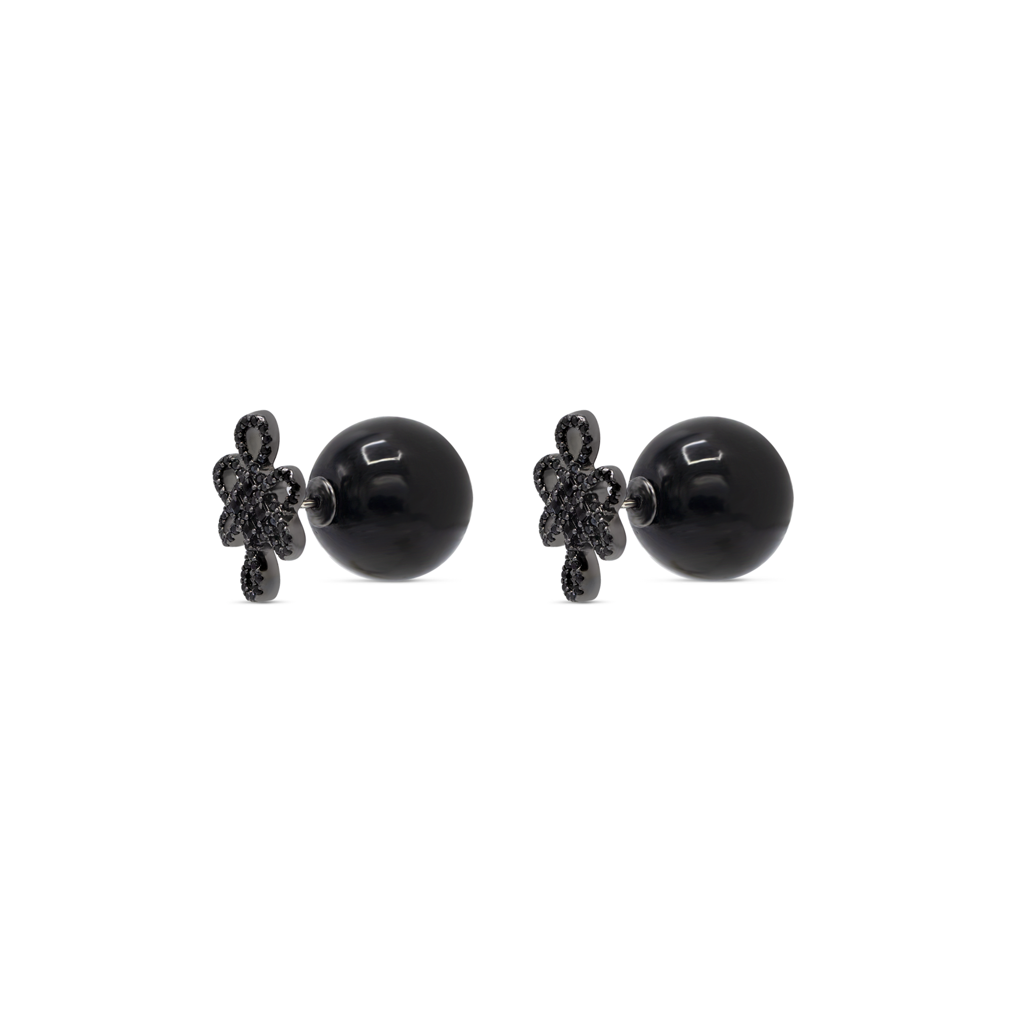 ULZII Double Sided Stud Earrings, All Black