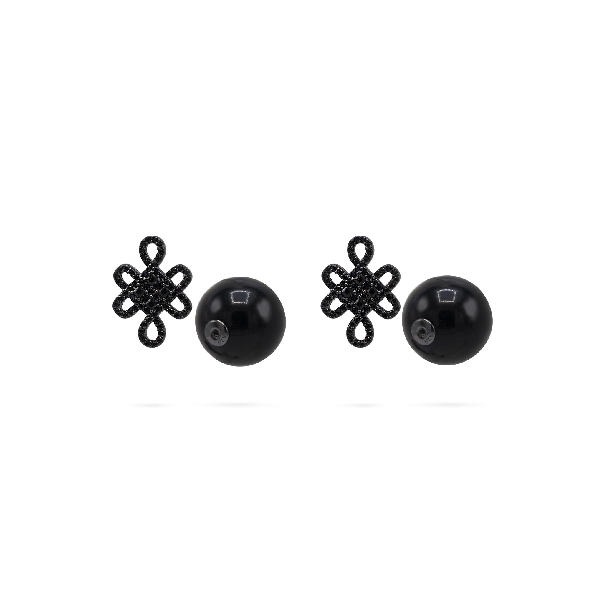 ULZII Double Sided Stud Earrings, All Black