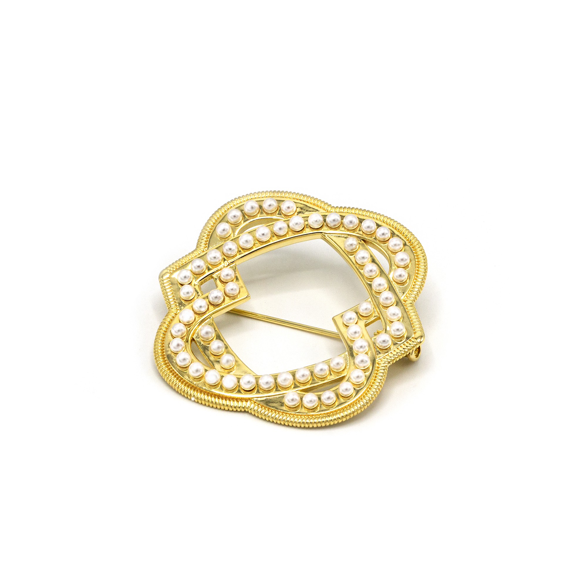 BAIGAL Multi Pearl Brooch, Gold - BAIGAL