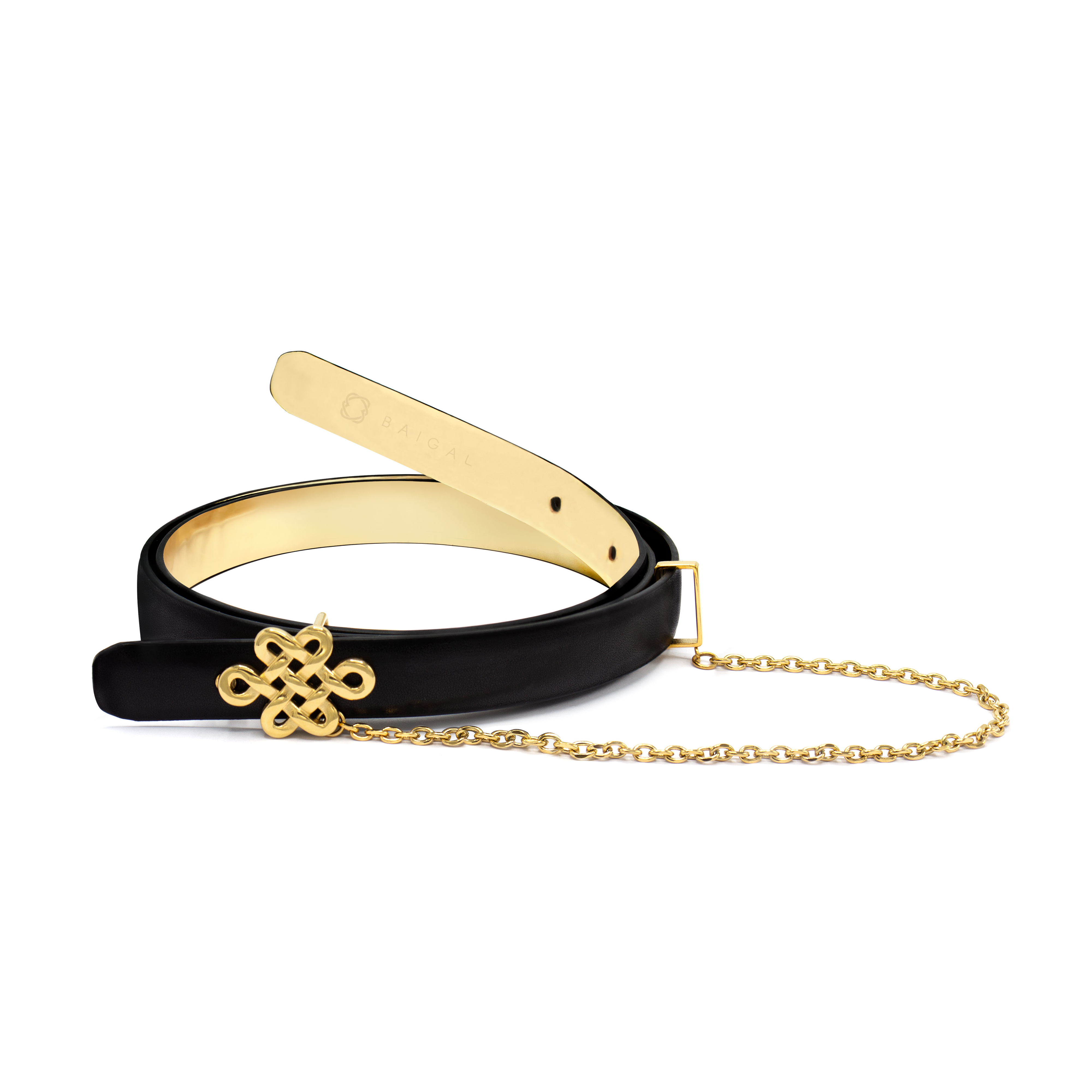 ULZII Women's Reversible Belt, Black & Gold