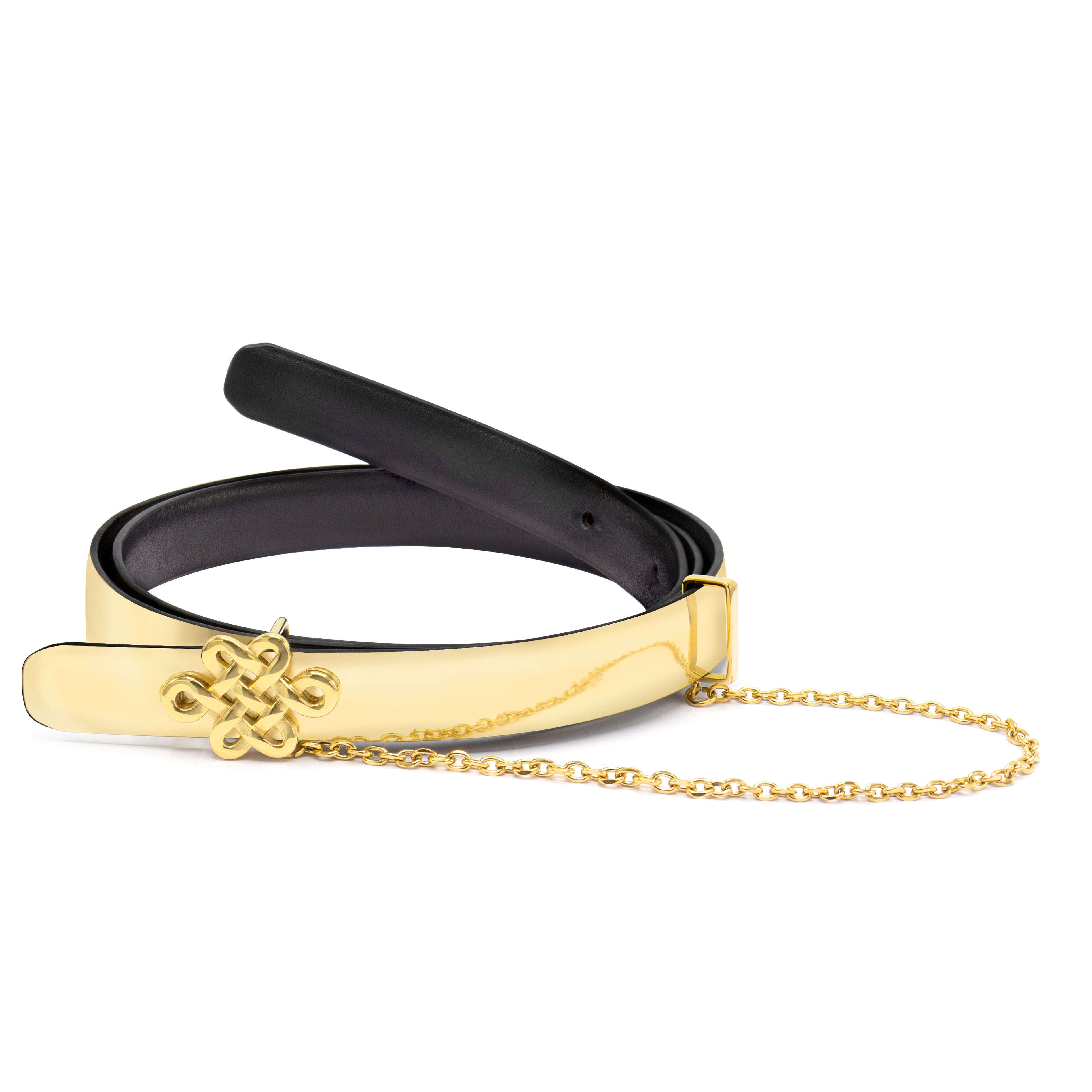 ULZII Women's Reversible Belt, Black & Gold